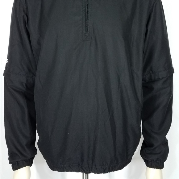 Ping black white lightweight 1/4 zip windbreaker jacket zip off sleeves Medium - Picture 3 of 8
